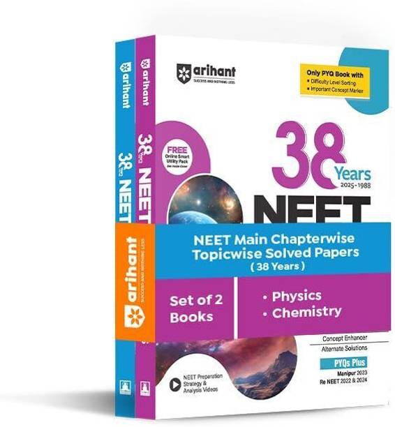 Arihant 38 Years NEET Chapterwise Solved Papers Physics, Chemistry Exam 2025 1500+ MCQs NEET andf CBSE-AIPMT (1988?2025) Previous Year Questions with Detailed Solutions