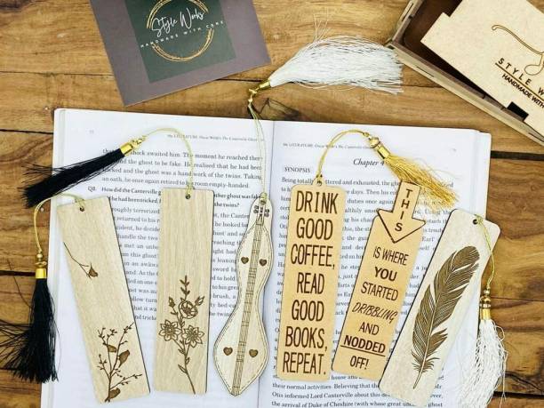 style works Beautifully Designed for Book Paperback Bookmarks (Set of 6, Beige) Quotes Bookmark