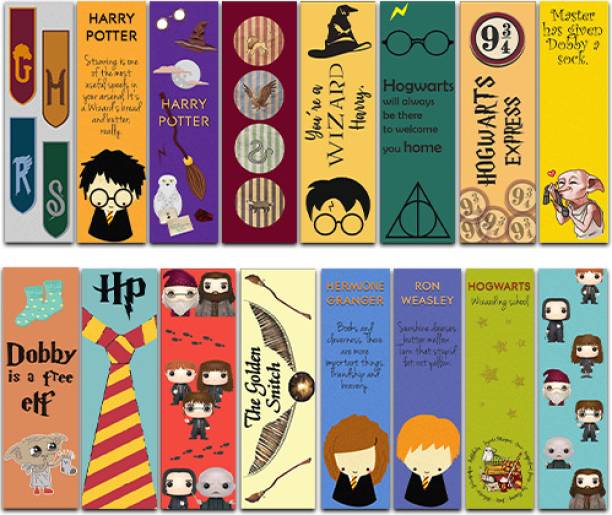 RINKON Harry Potter Bookmarks Pack of 16 Bookmarks Hogwarts Quotes HarryPotter Series Bookmark Bookmark