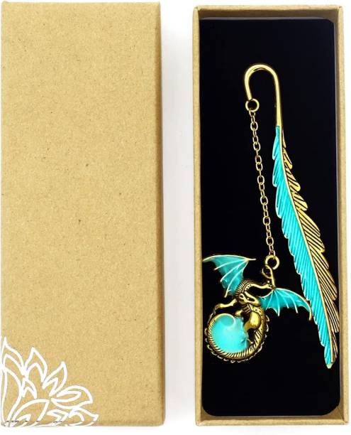 Climberty Glowing Metal Feather Bookmark 3D Golden Dragon Gift for Readers Teachers Metal Feather Bookmark Bookmark