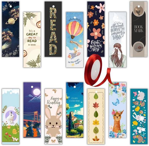 AanyaCentric Pack of 28nos 2"x6.3" One Side Printed Ideal for Gifting & Self Use Photopaper Bookmark