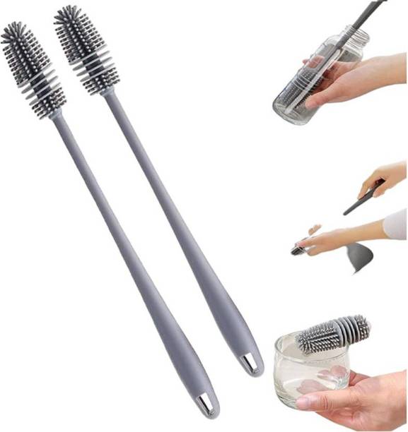 pawan_co Silicon Brush for Water Bottles Flask Long Handle Bottle Cleaning Brush