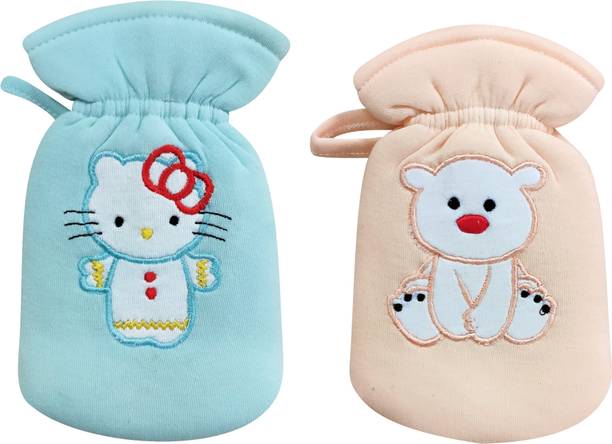 Da Anushi Hosiery Baby Feeding Bottle Cover, Embroided Patch Cartoon Suitable for 60-125ML