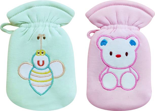 Da Anushi Hosiery Baby Feeding Bottle Cover, Embroided Patch Cartoon Suitable for 60-125ML