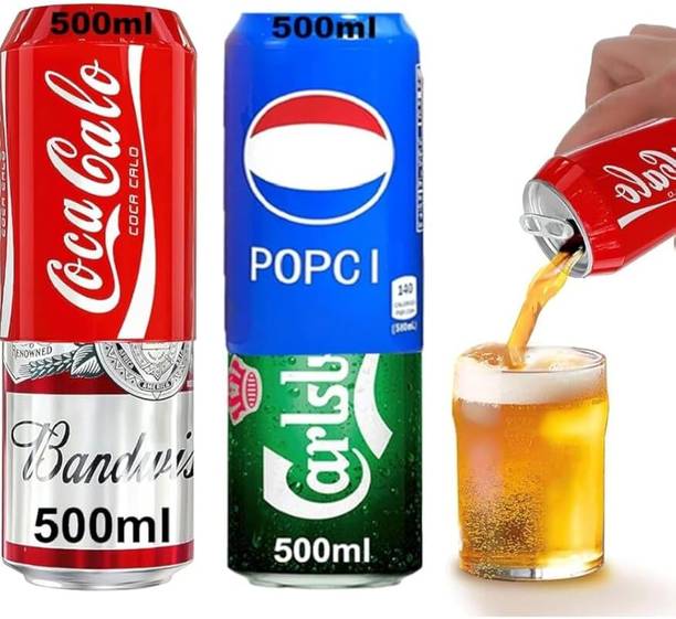 PINJAS Beer Can Cover Silicone Sleeve for Hiding Drinks Pack Of 2 (blue,red)