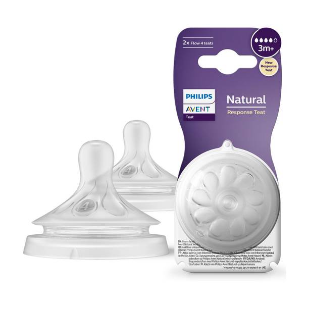 Philips Avent Natural Response Teat SCY964/02 | 3m+ age | Flow 4 | BPA free Fast Flow Nipple