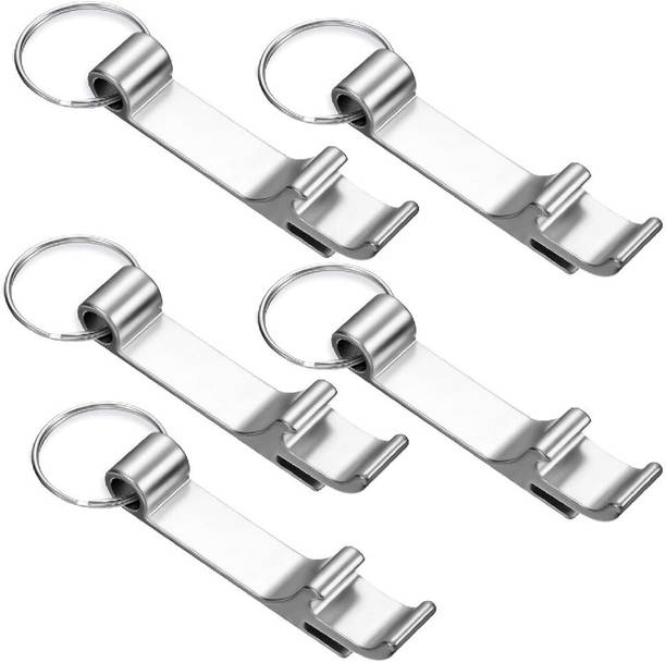 PROBEROS Aluminum Alloy Bottle Openers Portable Can Pryer 5 Pack 5Pcs Portable Silver Aluminum Alloy Bottle Openers Keyring Can Tab Pryer Tool Bottle Opener Set