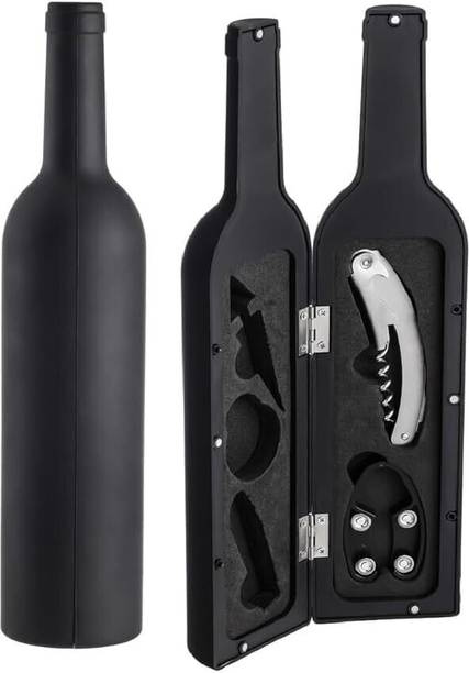 OLTR 5-Piece Bottle Kit |Corkscrew, Stopper, Foil Cutter & Pourer|Compact Bottle Case Bar Tool Kit for Home, Parties & Gifting Bottle Opener Set