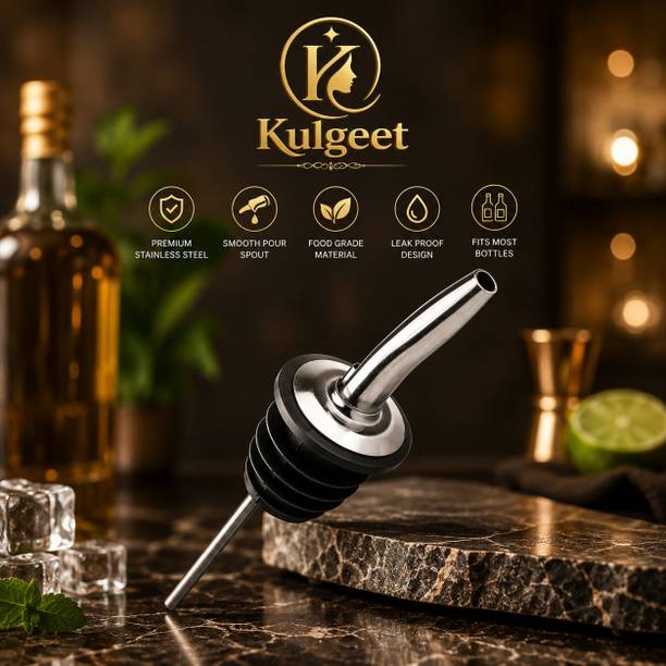 kulgeet Stainless Steel Bottle Pourer Spout with Rubber Stopper Pack Of 1 Stainless Steel Bottle Stopper