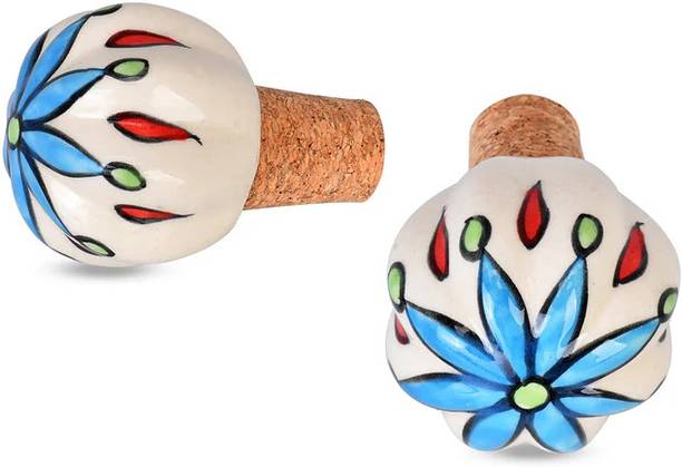 THE INDIAN AURA Ceramic Flower Design Ceramic Bottle Stopper