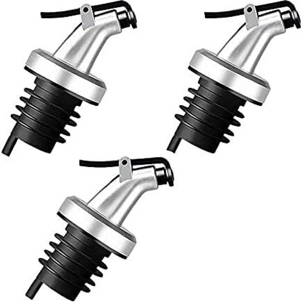 VRUSTEE 3Pcs Oil Free Flow Dispenser for Glass Bottle Salad Dressing for Home & Kitchen Silicone Bottle Stopper