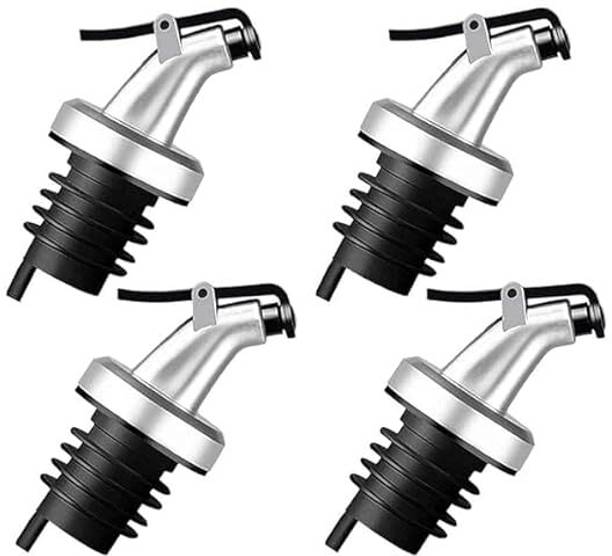VRUSTEE 4Pcs Oil Free Flow Dispenser for Glass Bottle Salad Dressing for Home & Kitchen Silicone Bottle Stopper