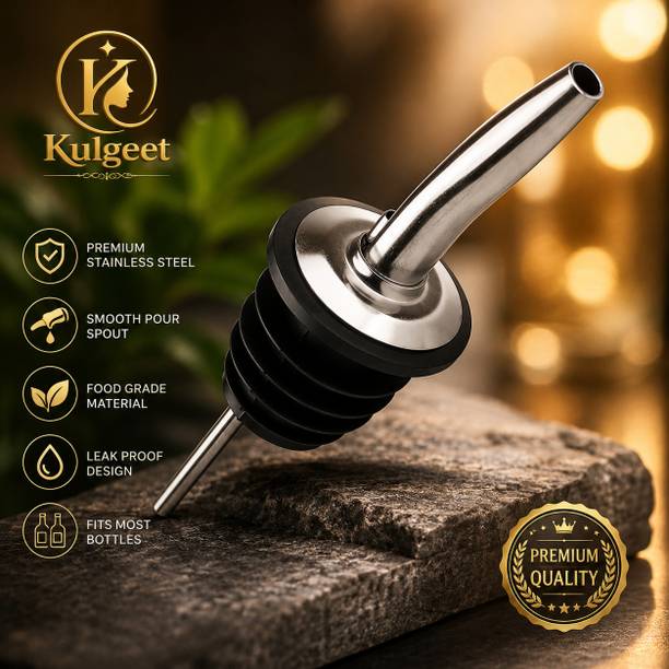 kulgeet Stainless Steel Bottle Pourer Spout with Rubber Stopper Stainless Steel Bottle Stopper