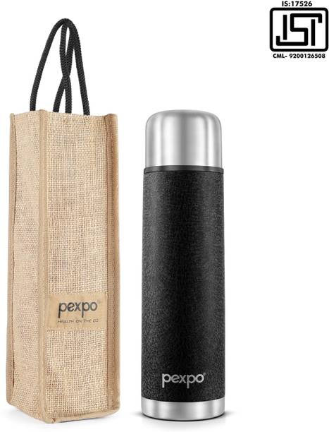 pexpo 24 Hrs Hot & Cold ISI Certified with Jute-bag Flamingo Vacuum insulated Bottle 500 ml