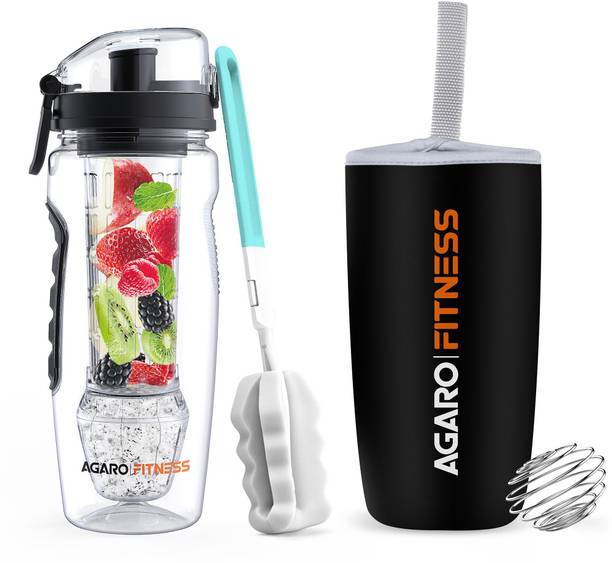 AGARO Infusion Fruit Infuser Bottle, Reusable Polar Ice-gel Ball 1000 ml Bottle