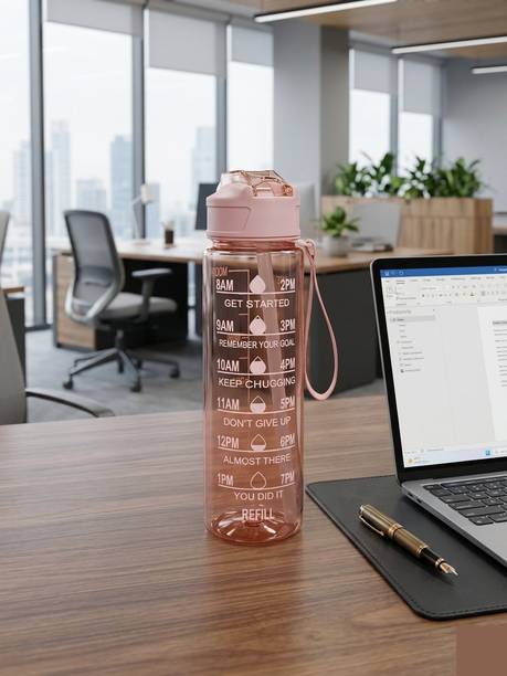 FKMXL Transparent Motivational Water Bottle 900ml for gym office 900 ml 900 ml Plastic Sipper