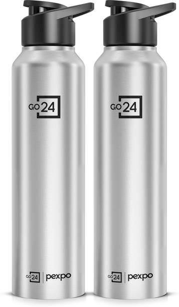 Go24 1000 ml Sports and Hiking Stainless Steel Water Bottle, Chromo 950 ml Stainless Steel Bottle
