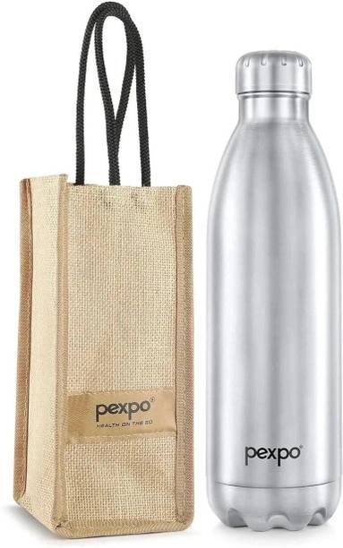 pexpo Electro 1500, Hot&Cold Thermosteel Water Bottle With Jute-Bag , Leakproof 1500 ml Steel Flask