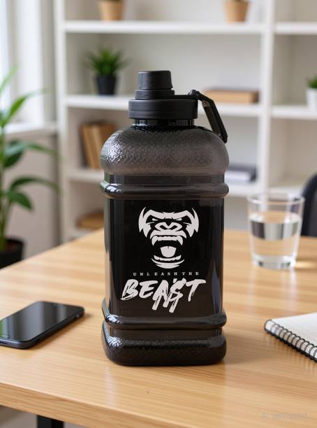 ZYRO STRONG 2.2 L Gallon Square Water Bottle With Handle ML Markings,Gym Fitness 2200 ml PET Bottle