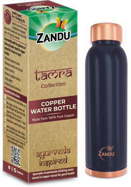 Zandu Copper Bottle (Blue): Prepared with 100% Pure Copper | Promotes Overall Health 950 ml
