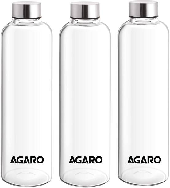 AGARO Elite Borosilicate Glass Bottles Pack of 3 1000 ml Bottle
