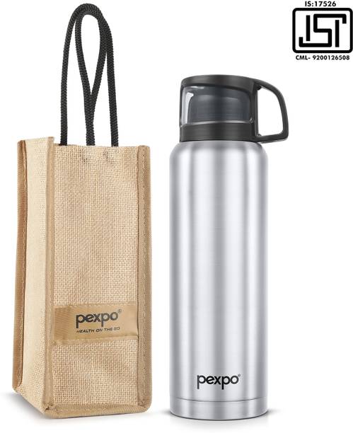 pexpo Vacuum Insulated Water Bottle with Jute-bag 24 Hrs Hot and Cold Fererro 1500 ml