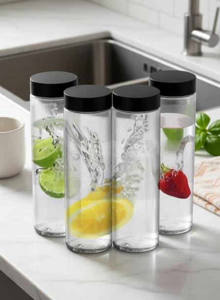 Zigmo Air Tight BLACK Lid Glass Bottle for Water Smoothie Juice 750 ml Glass Bottle