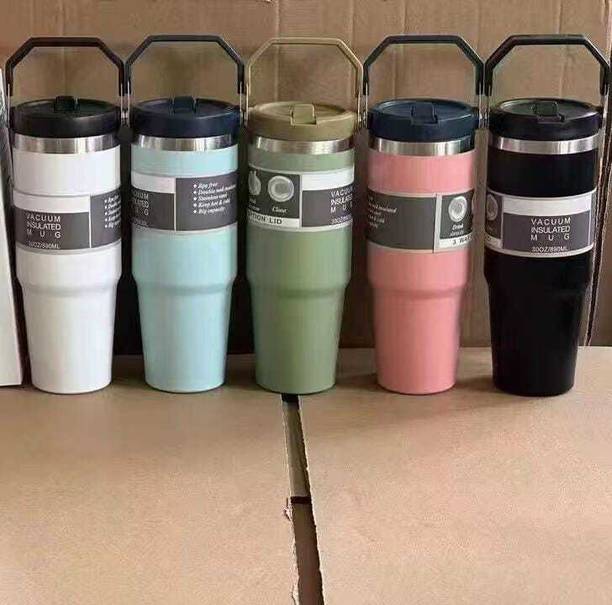Avictaaliya 900 ml Tumbler With Handle And Straw Lid Do...