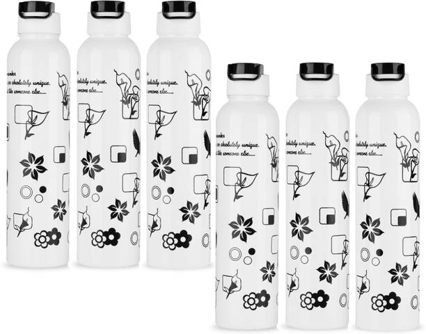 DEEJET Flower Printed White Water Bottle for Fridge, for Home, Office, Gym Water Bottle 1000 ml Bottle