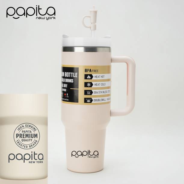 papita Tumbler for Hot and Cold Insulated Tumbler Lid StainlessSteel TumblerStraw Cream Stainless Steel Coffee Mug