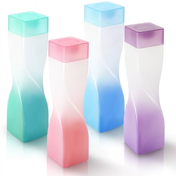 DIPZONVILLA 100% Food Grade Premium Plastic Twist Square double colour Fridge Water Bottel 1000 ml Bottle