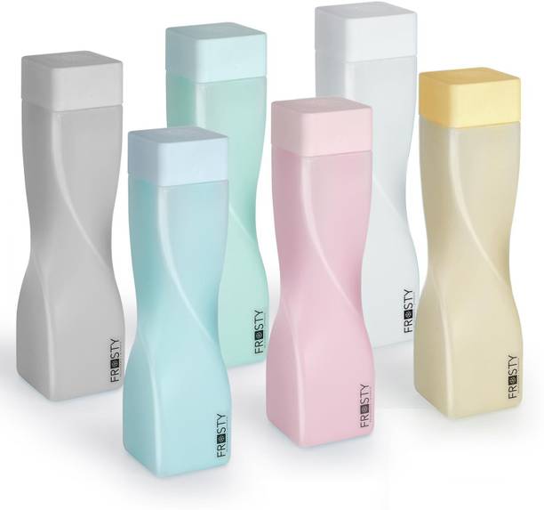 FROSTY SGE Pastel Water Bottles Set, 6 Colours, Slim Curved Design 1000 ml Bottle