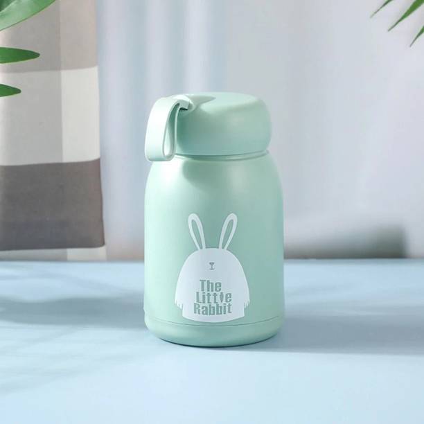 Flipkart SmartBuy Leakproof Drink Little Rabbit Print Glass Water Bottle with Carry Silicone Strap 330 ml Bottle