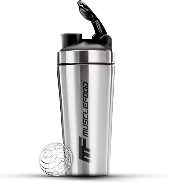 MuscleFood Stainless Steel Protein Shaker for Workout, Leakproof Bottle with Knob 800 ml Shaker