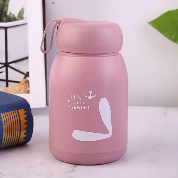 Flipkart SmartBuy Leakproof Plastic Covered Drinking Glass Water Bottle with Cute Rabbit Prin 330 ml Bottle