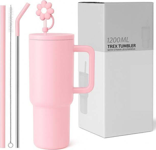 INDIWARRIOR 40oz Tumbler With Handle And Straw With Lid, Double Wall Insulated Vacuum Sealed Stainless Steel Tumbler