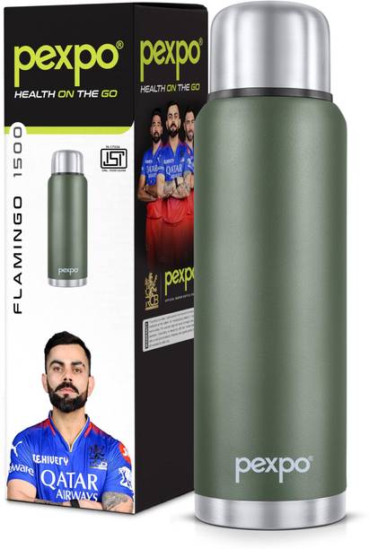 pexpo Flamingo Pro ISI Certified Vacuum Insulated Hot & Cold | Limited RCB Edition 1500 ml Flask