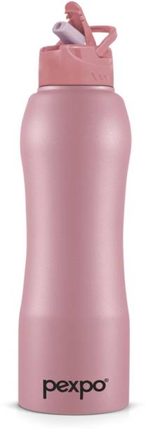 pexpo Belly Stainless Steel Water Bottle with Straw Lid Sipper Cap 1000 ml