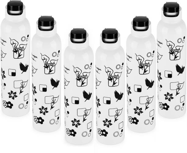 DEEJET Round Printed Flower Design Premium Water Fridge Bottles 1000 ml Bottle