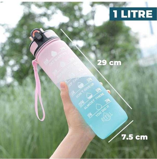 Amraz Motivational Sipper Water Bottle for Kids & Adults with Straw 1000 ml Bottle