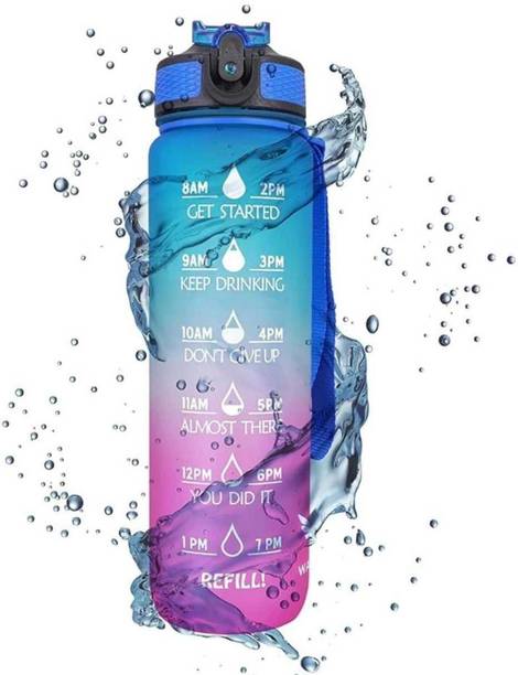 Red-sunset Unbreakable Silicone Water Bottle 500 m with Motivational Time Marker 500 ml Bottle