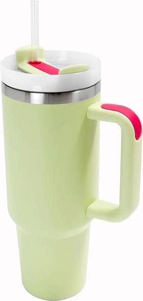 Iktu Stainless Steel Tumbler with Handle Lid Straw Hot ...
