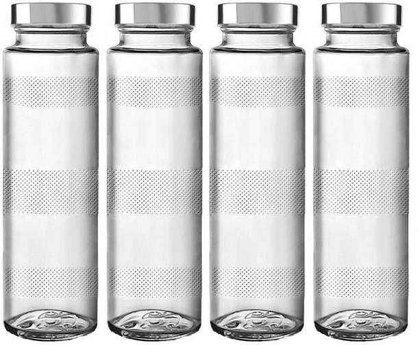 Zigmo Air Tight Silver Lid Glass Bottle for Water Juice 750 ml Bottle