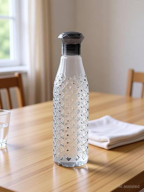 AneriDEALS Diamond crystal Plastic Food Grade Fridge Water Bottle Set (6 Pieces) 1000 ml PET Bottle