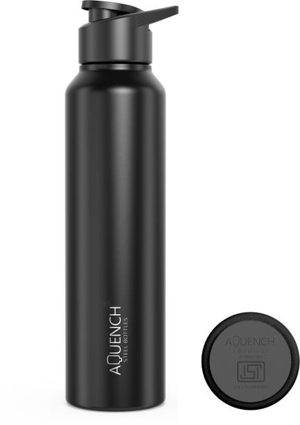 AQUENCH 1L Stainless Steel Black Coloured Water Bottles 1000 ml Steel Bottle