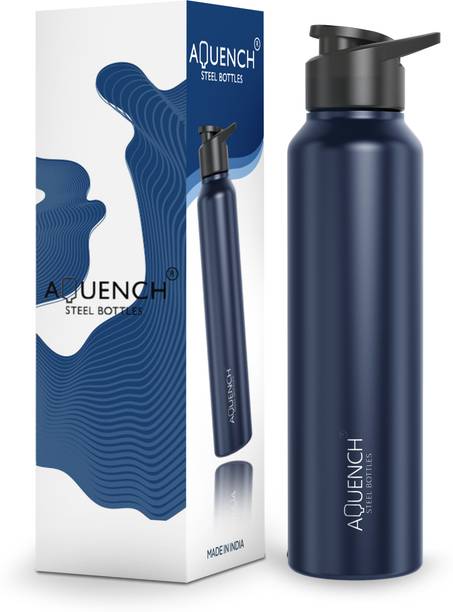 AQUENCH LEAN 1L Stainless Steel Dark Blue Coloured Water Bottles 1000 ml Steel Bottle