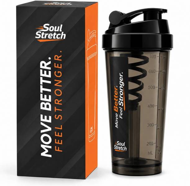 Soul Stretch Protein Shaker with Spiral Mixer & Measurement Marking | 100% Leakproof | 700 ml Plastic Shaker
