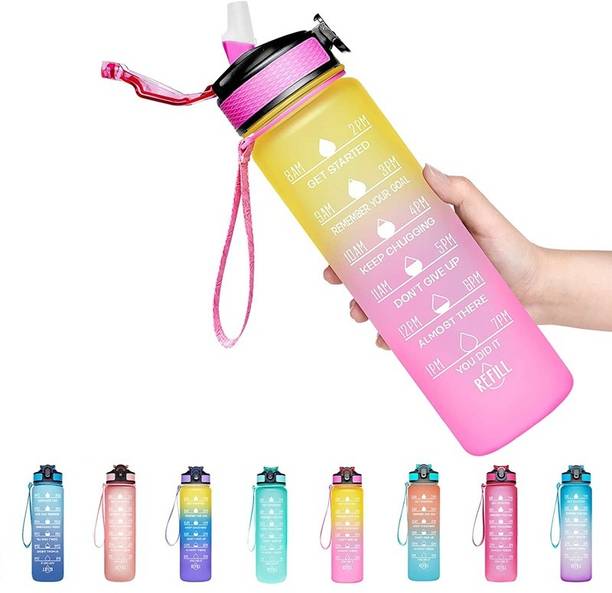 Red-sunset Sport Fitness Motivational Drink WaterBottle Bpa Free & Time Measure Maker 1000 ml Bottle