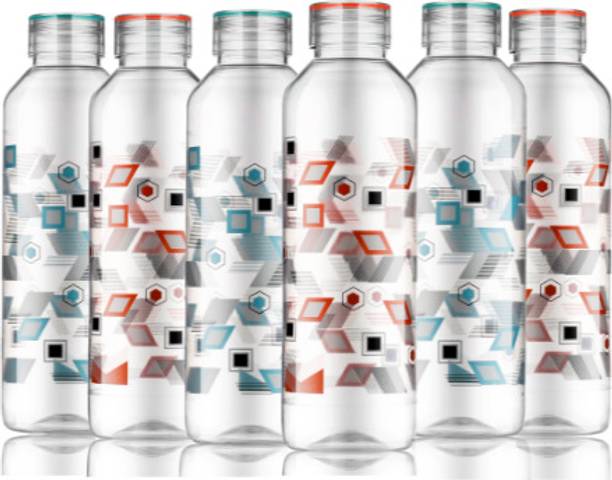 Sloppy Printed Design Food Grande Plastic Fridge Water Bottle Set 1000 ml Bottle