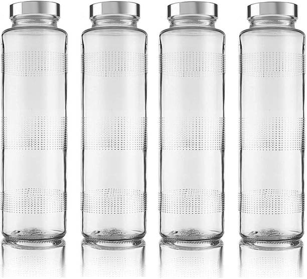 Zigmo Air Tight Silver Lid Glass Bottle for Water Smoothie Juice 750 ml Bottle